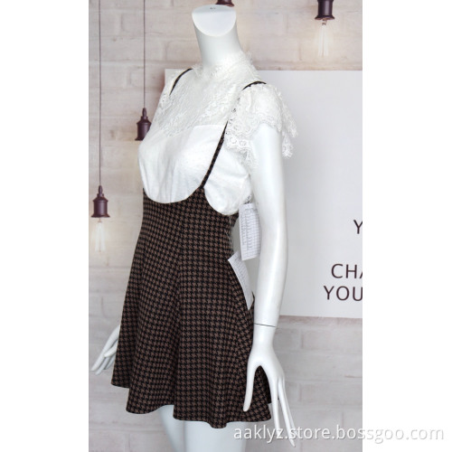 Thousand-bird Pattern Knit Jacquard Skirt And Lace Top